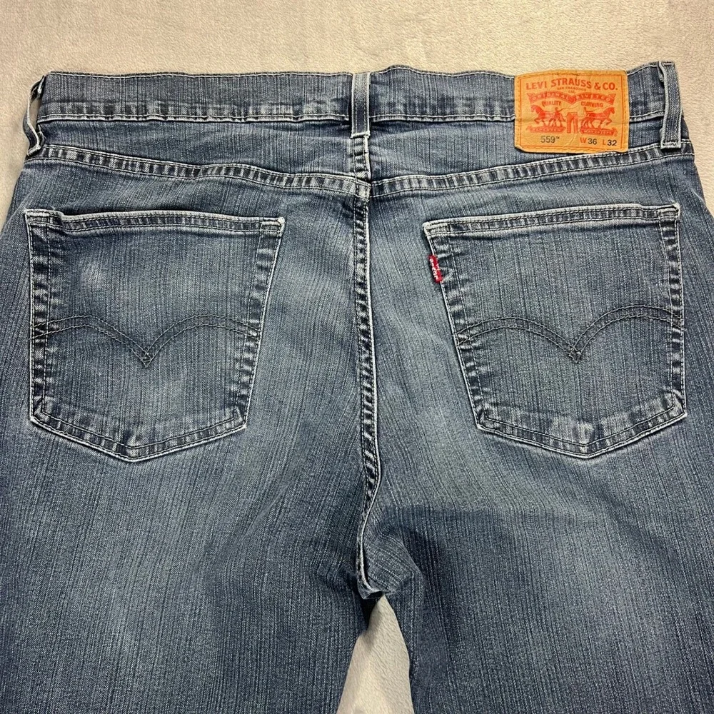 Levi's 559 Relaxed Straight Mens Jeans 36x32 Blue Stretch Denim Casual Classic
